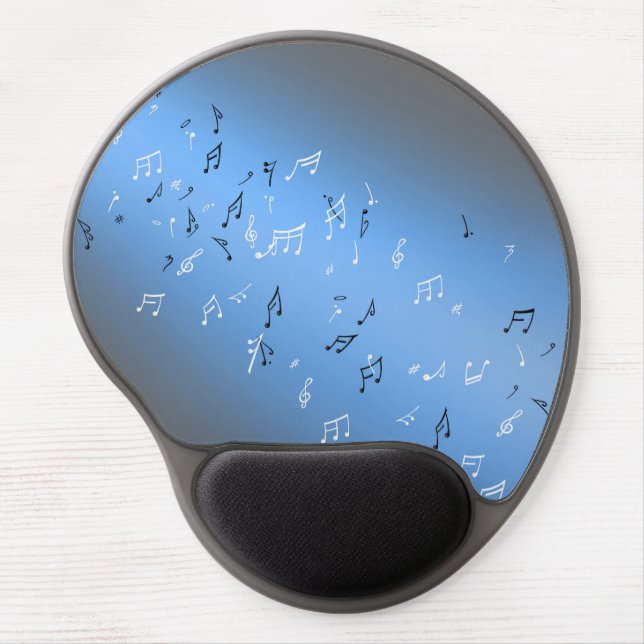 Musical Notes in the Moonlight Blue Gel Mouse Pad (Front)