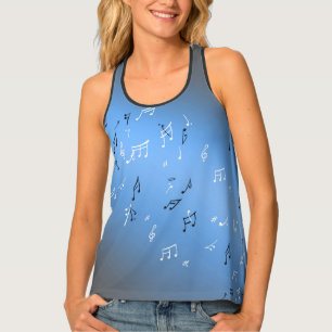 Musical Notes in the Moonlight Blue Tank Top