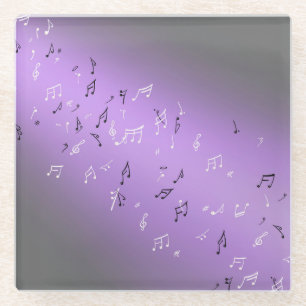 Musical Notes in the Moonlight  Glass Coaster