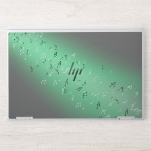 Musical Notes in the Moonlight Green HP Laptop Skin