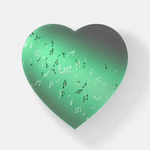 Musical Notes in the Moonlight Green Paperweight