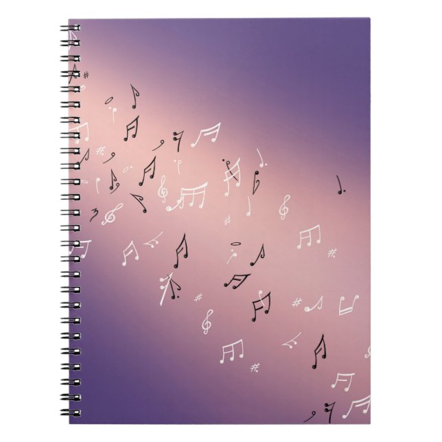 Musical Notes in the Moonlight lilac  Notebook (Front)