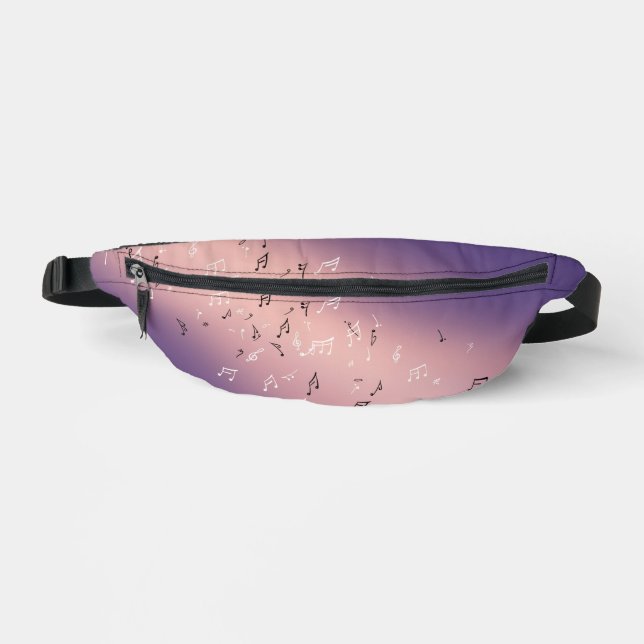Musical Notes in the Moonlight Lilac Pink Fanny Pack (Front)