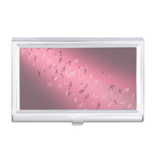 Musical Notes in the Moonlight  Pink  Business Card Case