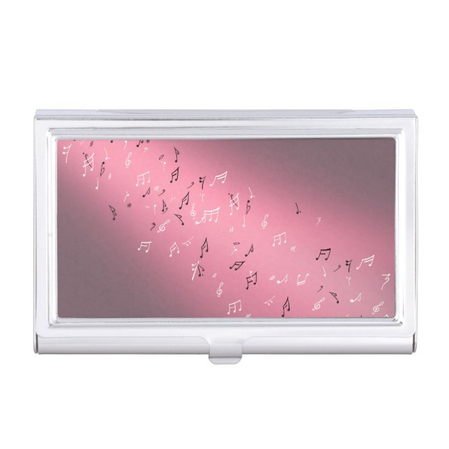 Musical Notes in the Moonlight  Pink  Business Card Case (Front)