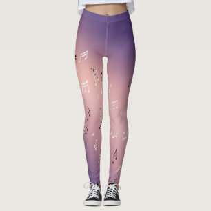 Musical Notes in the Moonlight pink purple Leggings