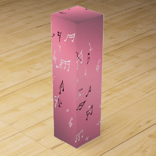 Musical Notes in the Moonlight - pink Wine Box