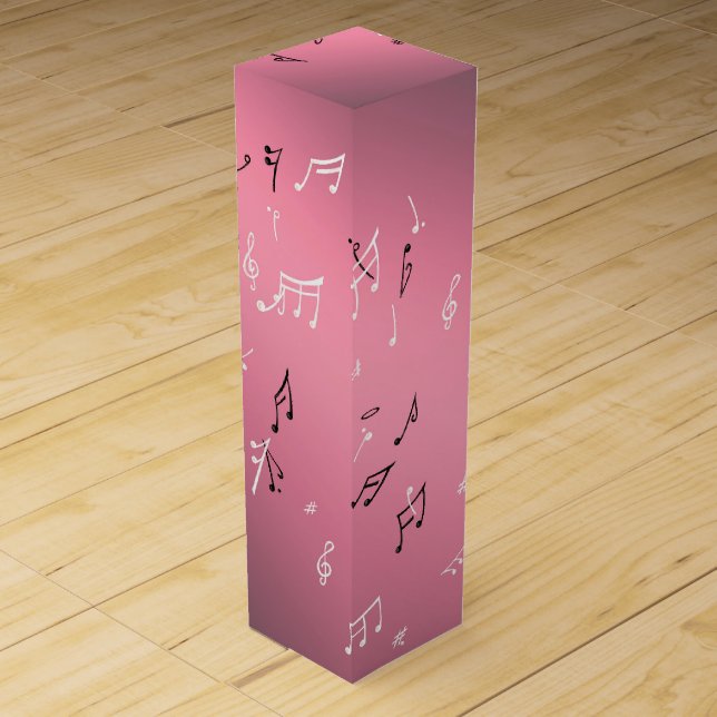 Musical Notes in the Moonlight - pink Wine Box (Front)