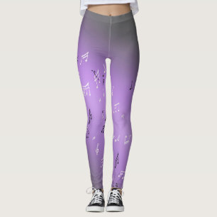 Musical Notes in the Moonlight purple Leggings