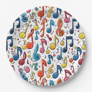 Musical Notes Kawaii Art Design Paper Plates