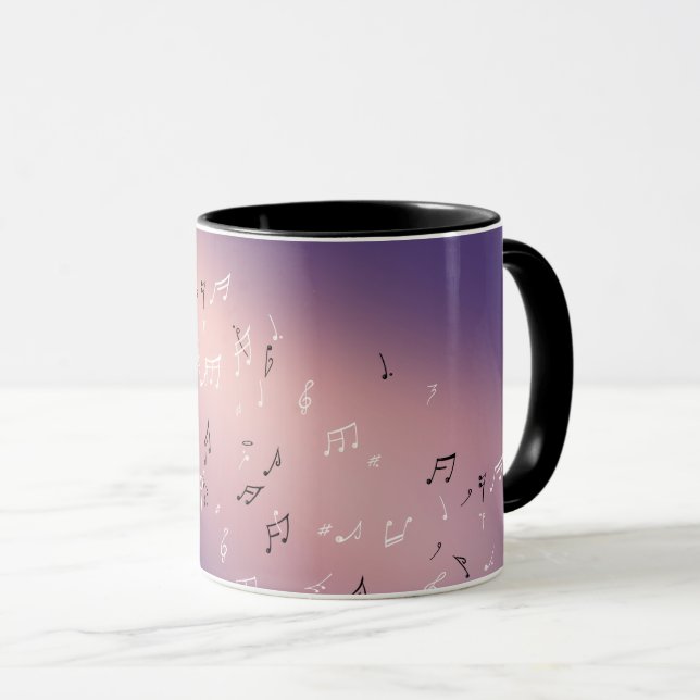Musical Notes Lilac Moon Mug (Front Right)