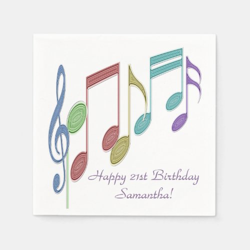 Musical Notes Linear Multicolor Custom Napkins