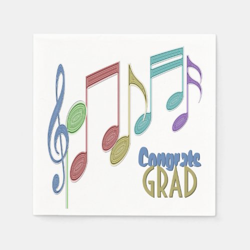 Musical Notes Linear Multicolor GRADUATION Paper Napkins