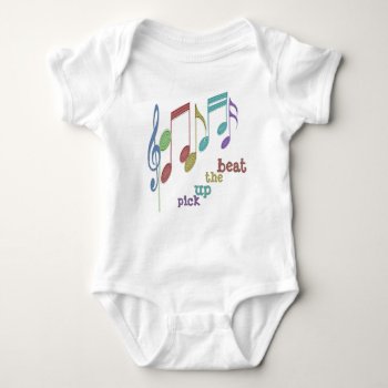 Musical Notes Linear Multicolor Pick Up The Beat Baby Bodysuit by ArtByApril at Zazzle