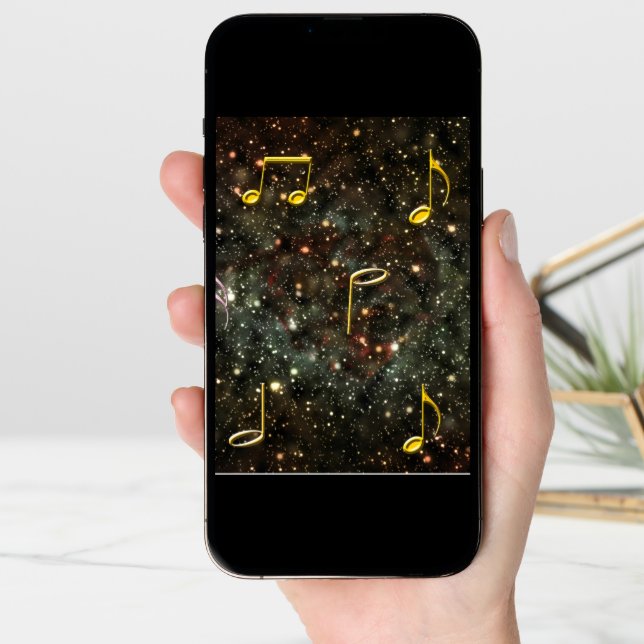 Musical Notes Melody Starry Night Blank Notecard (Front Digital)