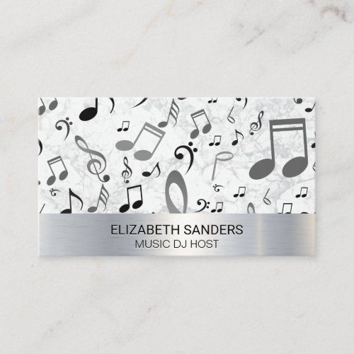 Musical Notes  Metal Marble Business Card