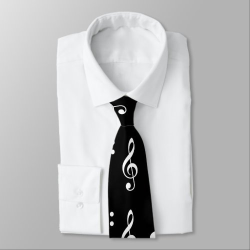 Musical Notes Music Black and White Pattern  Neck Tie