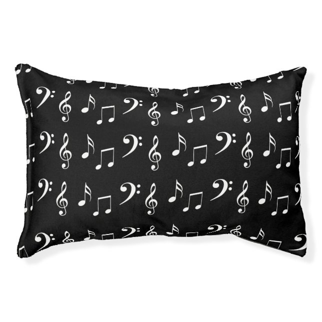 Musical Notes Music Black and White Pattern   Pet Bed (Front)