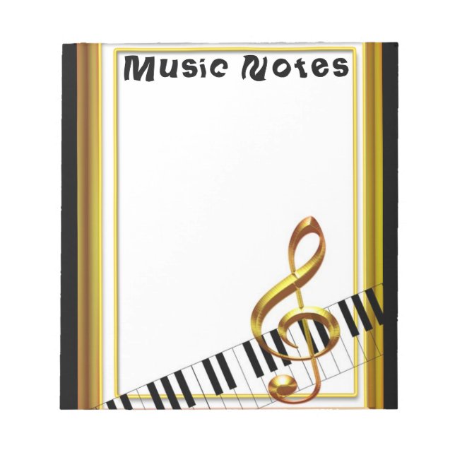 Musical Notes Music Lover Piano Keyboard Notepad (Front)