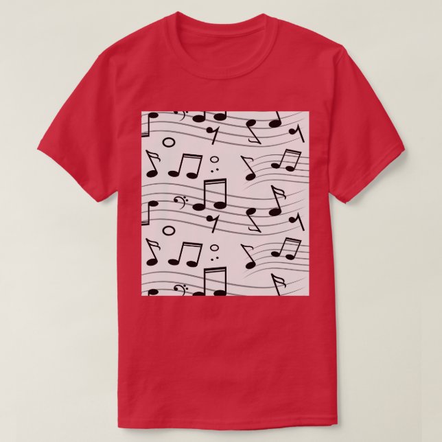 Musical Notes Music Pattern T-Shirt (Design Front)