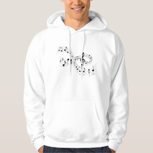 Musical Notes On A Staff Line Mens Hoodie