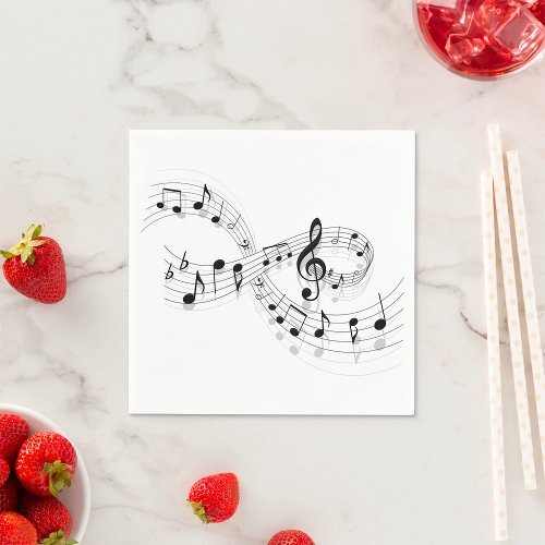 Musical Notes On A Staff Line Paper Napkins