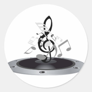 Musical Notes On An Album Classic Round Sticker