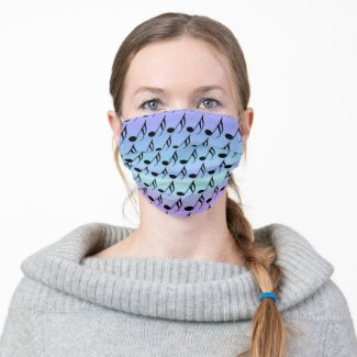 Musical Notes on Blue Green Purple Cloth Face Mask