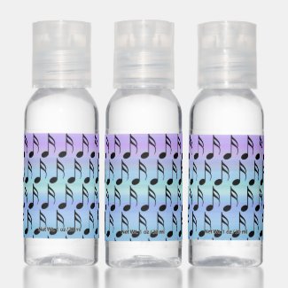 Musical Notes on Blue Green Purple Hand Sanitizer