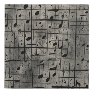Musical notes on dark charcoal texture faux canvas print