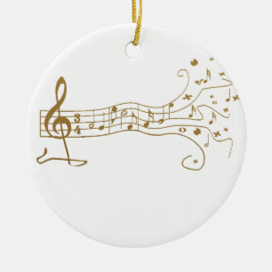 MUSICAL NOTES ON FUN PENTAGRAM - HAPPY MUSIC GIFT CERAMIC ORNAMENT