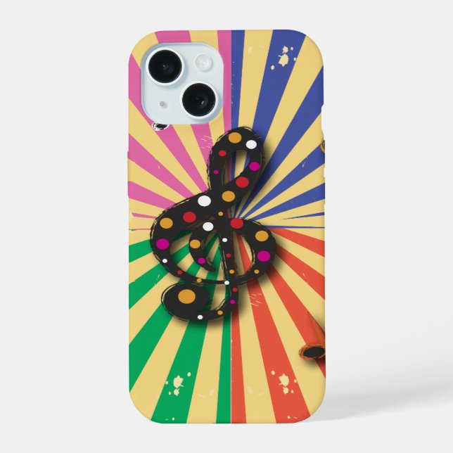Musical Notes on Sunsplash Background Iphone Case (Back)