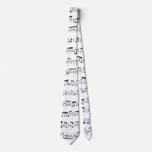 Musical Notes on White Neck Tie