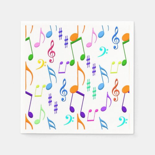 musical notes on white paper napkins