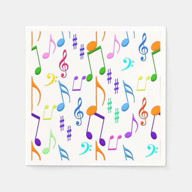 musical notes on white paper napkins (Front)