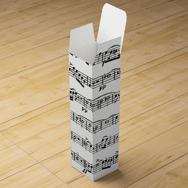 musical notes on white wine gift box (Opened)