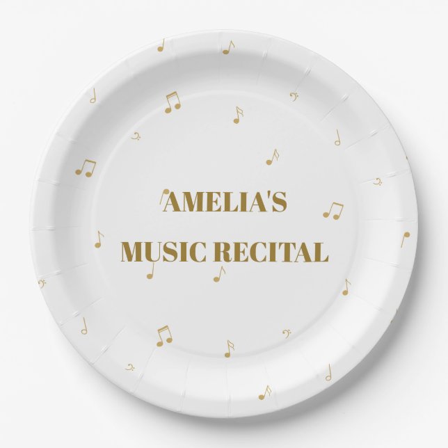 Musical Notes Pattern Treble Clef Music Event Paper Plates (Front)
