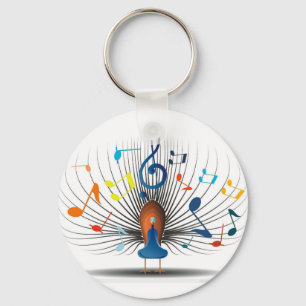 Musical Notes Peecock Keychain