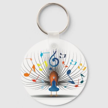 Musical Notes Peecock Keychain by Hodge_Retailers at Zazzle
