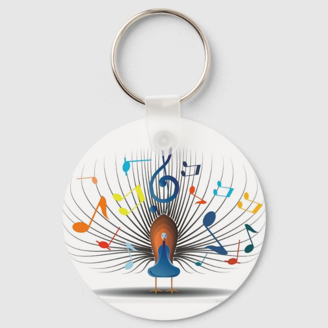 Musical Notes Peecock Keychain (Front)