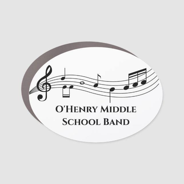 Musical Notes Personalized Music School Staff Car Magnet (Front)