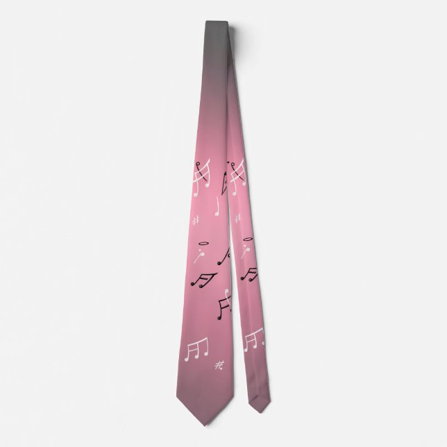 Musical Notes Pink Light  Neck Tie (Front)