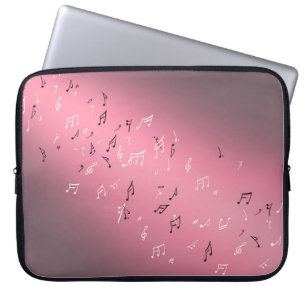 Musical Notes Pink Moon Laptop Sleeve