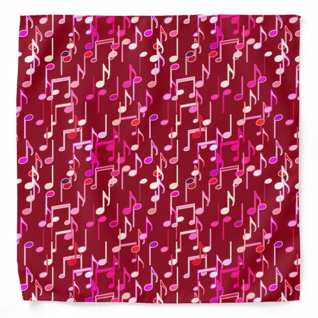 Musical Notes print - burgundy, multi Bandana (Front)