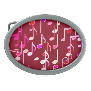 Musical Notes print - burgundy, multi Belt Buckle