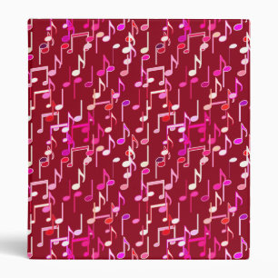 Musical Notes print - burgundy, multi Binder
