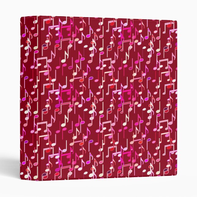 Musical Notes print - burgundy, multi Binder (Front/Spine)