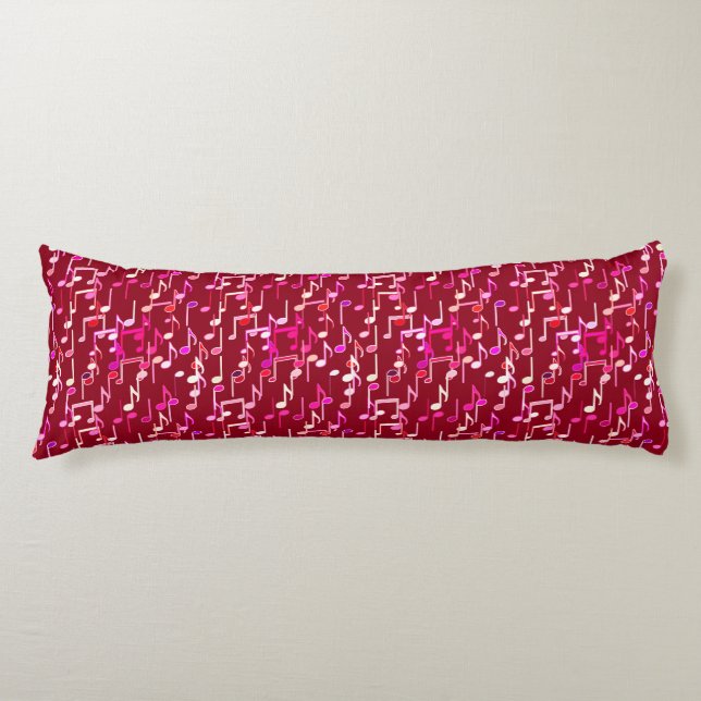 Musical Notes print - burgundy, multi Body Pillow (Front)