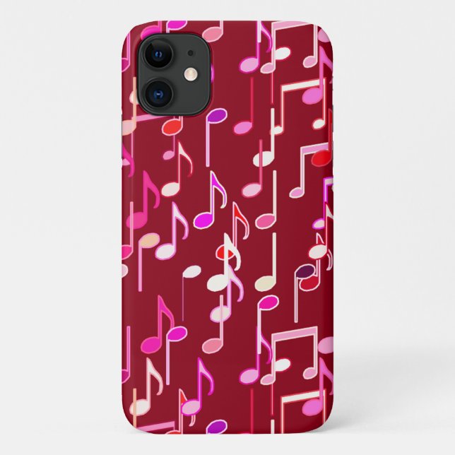 Musical Notes print - burgundy, multi Case-Mate iPhone Case (Back)