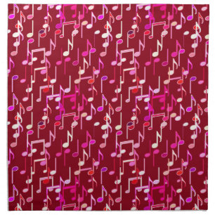 Musical Notes print - burgundy, multi Cloth Napkin